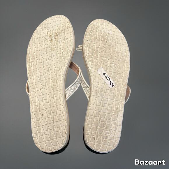 Kate Spade New York Glitter Bow Thong Sandals White Flip Flop Slides Women’s 8.5 - Picture 5 of 7